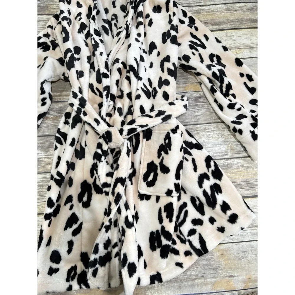 SOMA Wildest Dreams‎ Short Plush Animal Print Tie Bathrobe Size L/XL Gorgeous